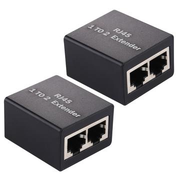 Set 1 naar 2 RJ45 Splitter Connector Inline LAN stekkers Ethernet-kabel Extender Adapter - 2 Stu.