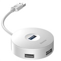 Baseus Round Box 4-port USB 3.0 Hub met MicroUSB Power Supply - Wit