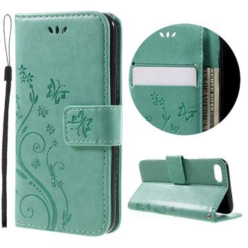 iPhone 7/8/SE (2020)/SE (2022) Butterfly Series Wallet Hoesje - Cyan