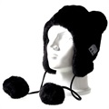 Fluffy Beanie Hat Bluetooth Headset - Zwart