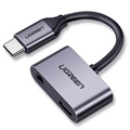 Ugreen 2-in-1 Opladen & Audio USB-C Adapter - 1.5A (Geopende verpakking - Bulkverpakking) - Grijs