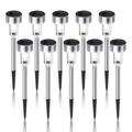 10-Pack roestvrijstalen LED-baanverlichting op zonne-energie - Koel Wit