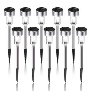 10-Pack roestvrijstalen LED-baanverlichting op zonne-energie - Koel Wit