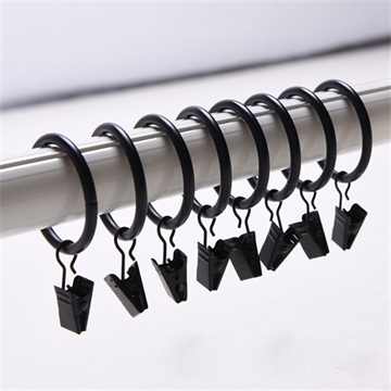 10-delige heavy-duty douchegordijnringen met clips - Zwart