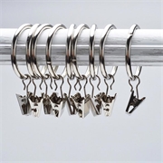 10-delige heavy-duty douchegordijnringen met clips - Zilver