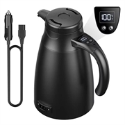 12V/24V elektrische waterkoker voor in de auto met slimme temperatuurregeling - 1200ml - zwart