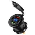 12V/24V USB-oplaadaansluiting met spanningsweergave voor auto, boot, motorfiets en vrachtwagen