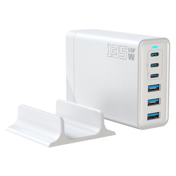 135W GaN Desktop Charger / 6-poorts High-Speed oplaadstation - 3x USB-C, 3x USB-A