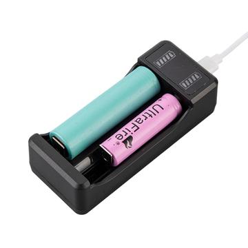 2-Slot Smart Li-ion batterij USB-oplader - 3.7V/4.2V - Zwart