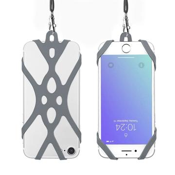 2-in-1 nekband met siliconen hoesje voor smartphone - 6.5" - Grijs