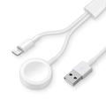 2-in-1 USB-A-oplaadkabel voor iPhone en Apple Watch - 1m - wit