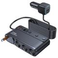 228W 9-in-1 autolader met snellader en splitter voor sigarettenaansteker met onafhankelijke schakelaars en LED-display - zwart