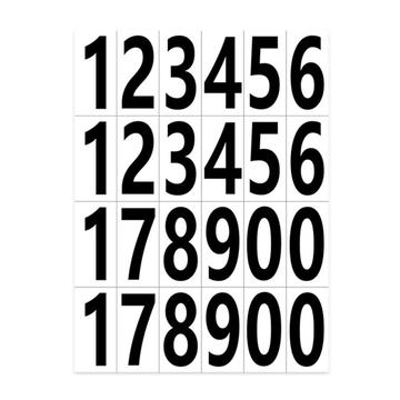 24 stuks. Zelfklevende huisnummerstickers in vellen - 2.5x5cm - Wit / Zwart