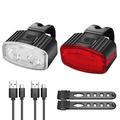 USB Oplaadbare Fietsverlichting Set Voorste Achterste LED Fietslicht USB Koplamp Fietsachterlicht - Rood+Wit Set - 2 Stu.