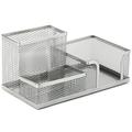 Metalen bureau-organizer met 3 compartimenten - Zilver