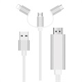 3-in-1 HDMI Kabel - Lightning, Type-C, MicroUSB