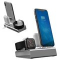 3-in-1 Aluminum Alloy Oplaadstation - iPhone, Apple Watch, AirPods - Grijs
