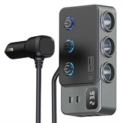 3-in-1 snellader PD 35W - sigarettenaanstekeradapter 120W en 5 USB-poorten - Zwart