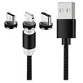 3-in-1 LED Magnetisch Kabel - Lightning, USB-C, MicroUSB - 1m