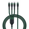 3-in-1 USB-C oplaadkabel - Micro USB, USB-C en Lightning - 1.2m - Groen / Zwart