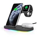3-in-1 Draadloos Oplaadhoesje Standaard voor Apple iPhone, iWatch, en Airpods