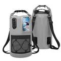 Waterdichte rugzak van 30 liter met doorzichtig touchscreenvak voor je telefoon - grijs