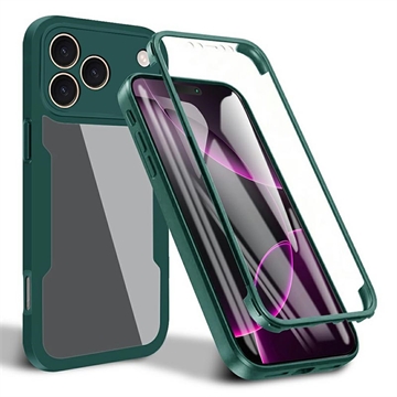 iPhone 17 Pro Max 360 Bescherming Hoesje - Groen / Doorzichtig