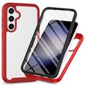 Samsung Galaxy A35 360 Bescherming Hoesje - Rood / Doorzichtig