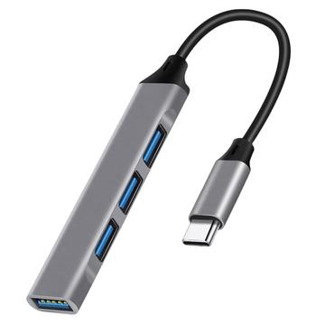 4-in-1 USB-C Hub met 1x USB 3.0 + 3x USB 2.0 - Grijs