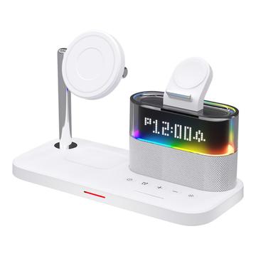 5-in-1 magnetisch draadloos oplaadstation met wekker en nachtlampje - iPhone, AirPods, Apple Watch