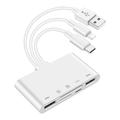 5-in-1 OTG USB Hub / Kaartlezer met Lightning, USB-C, USB-A poorten