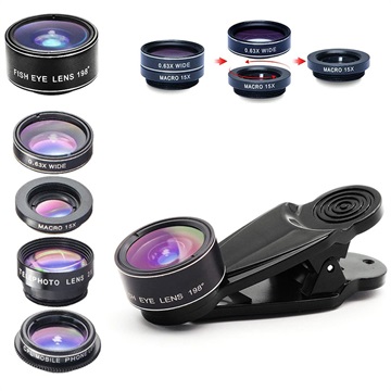 5-In-1 Universele Clip-On Camera Lens Kit Voor Smartphone, Tablet