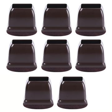 8 stuks. Stoelpootbeschermers vierkant met vilt - M - Koffie