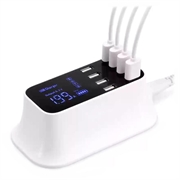 Snel Opladen 8-Poorts Usb-Desktoplader met Led-Monitor - Wit