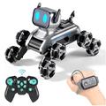 Robot-hondenspeeltje met 8 wielen, led-display, afstandsbediening en gebarenbediening - zilver