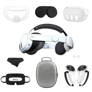 9-delige accessoireset voor Meta Quest 3: hoofdband, EVA opberghoes, siliconen handvatten en meer
