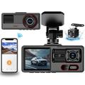 A16 3-kanaals dashcam - 1080p voorzijde, 720p interieur/achterzijde, wifi, G-sensor - zwart
