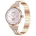 AK107 smartwatch voor dames met stalen band met strass-steentjes - roségoud