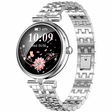 AK73 Vrouwen Smart Horloge met Strass bandje - Zilver