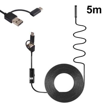 AN100 3-in-1 endoscoopinspectiecamera 8mm slangcamera met 5M semi-stijve kabel