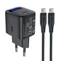 Acefast A113 20W GaN-oplader met USB-C-kabel - Zwart