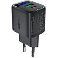 Acefast A116 GaN 35W Dual-Port snellader met LED vermogensweergave - Zwart