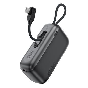 Acefast M27-10000 Mini Power Bank 10000mAh met USB-C-kabel - 22.5W - Zwart