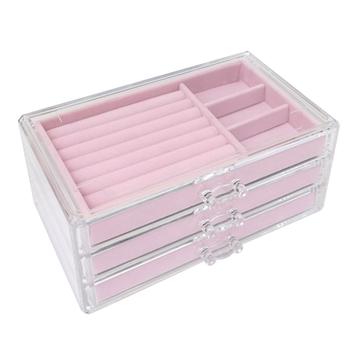 Acryl Juwelendoos met 3 Laden - Roze