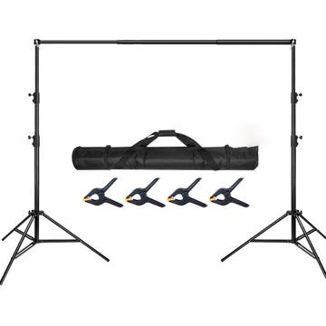 Verstelbaar statief met 4 klemmen voor fotoachtergrond - 2,88x3m