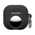AirPods 5/4/AirTag 2-in-1 siliconenhoesje met karabijnhaak - zwart