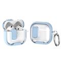 AirPods 4 beschermende hybride hoes met haak & slot - Lichtblauw / Transparant