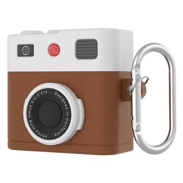 AirPods 4 Retro Camera-ontwerp Vloeibaar Siliconen Hoesje - Bruin