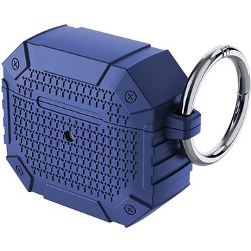AirPods 4 TPU schokbestendig versterkt hoesje - Militaire bescherming met karabijnhaak - Blauw