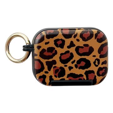 AirPods Pro 3 hoesje met luipaardprint, telefoonstandaard en make-upspiegel